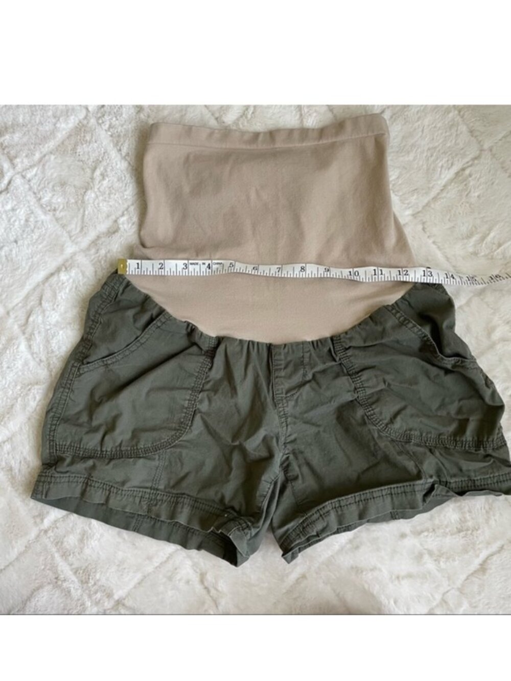 Motherhood Maternity | Olive Green Cargo Shorts With Panel | Size Small - Picture 6 of 9